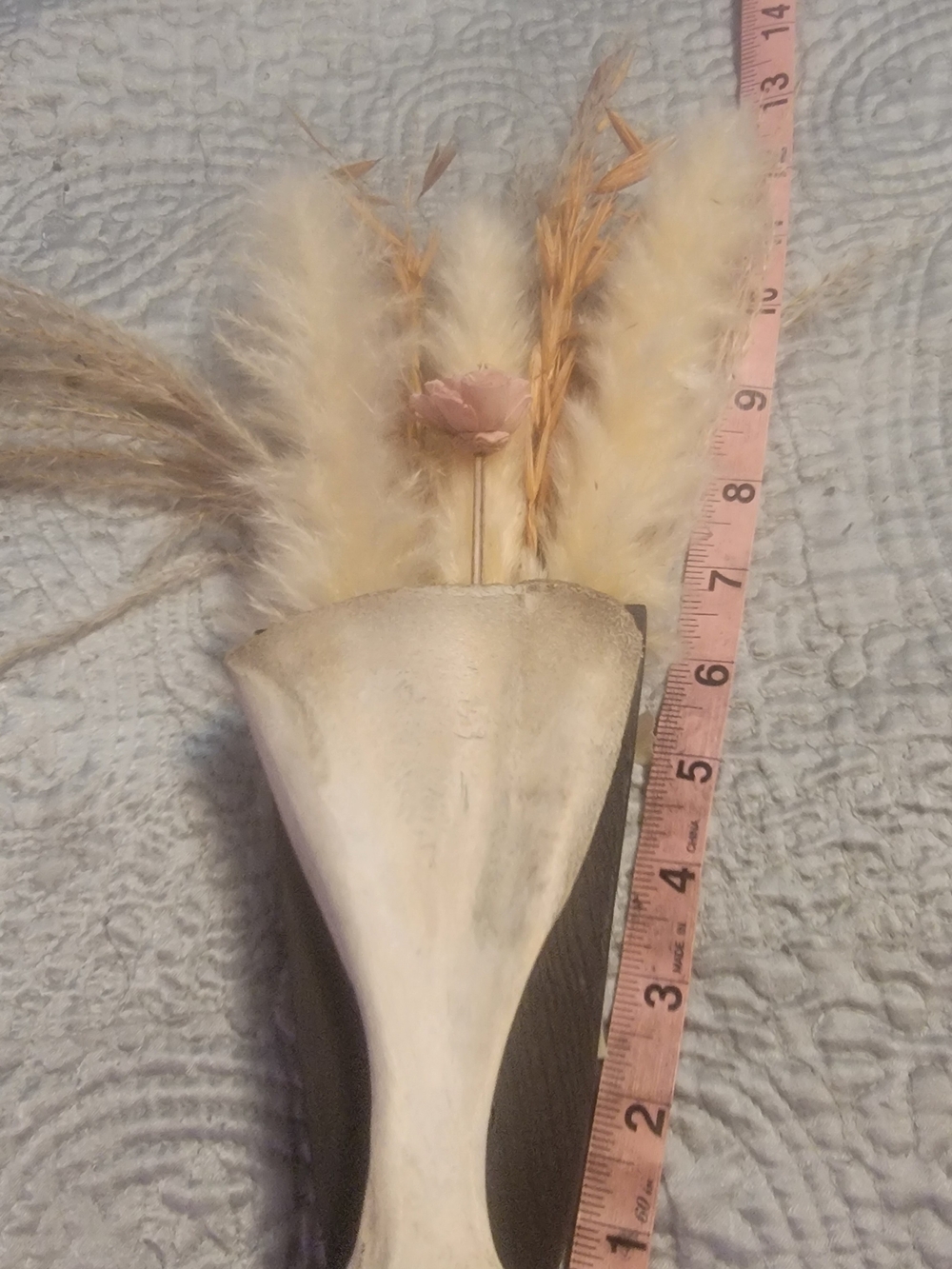 Decorative Dried Floral Arrangement in Wooden Hanger With Deer Bone Accent